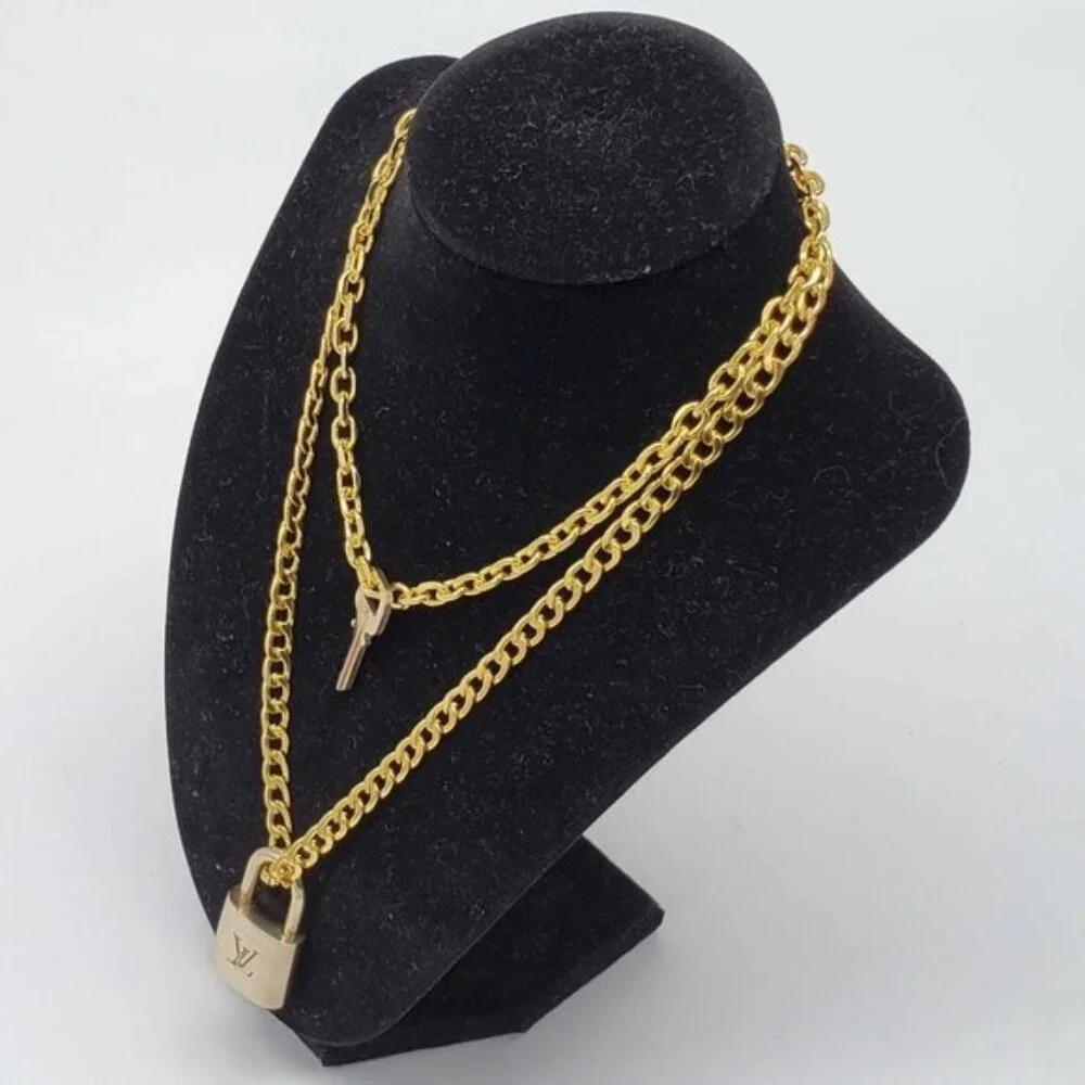 Authentic Louis Vuitton Lock & Key with Unbranded 18k Gold Plated Cuban Chain - Picture 3 of 11